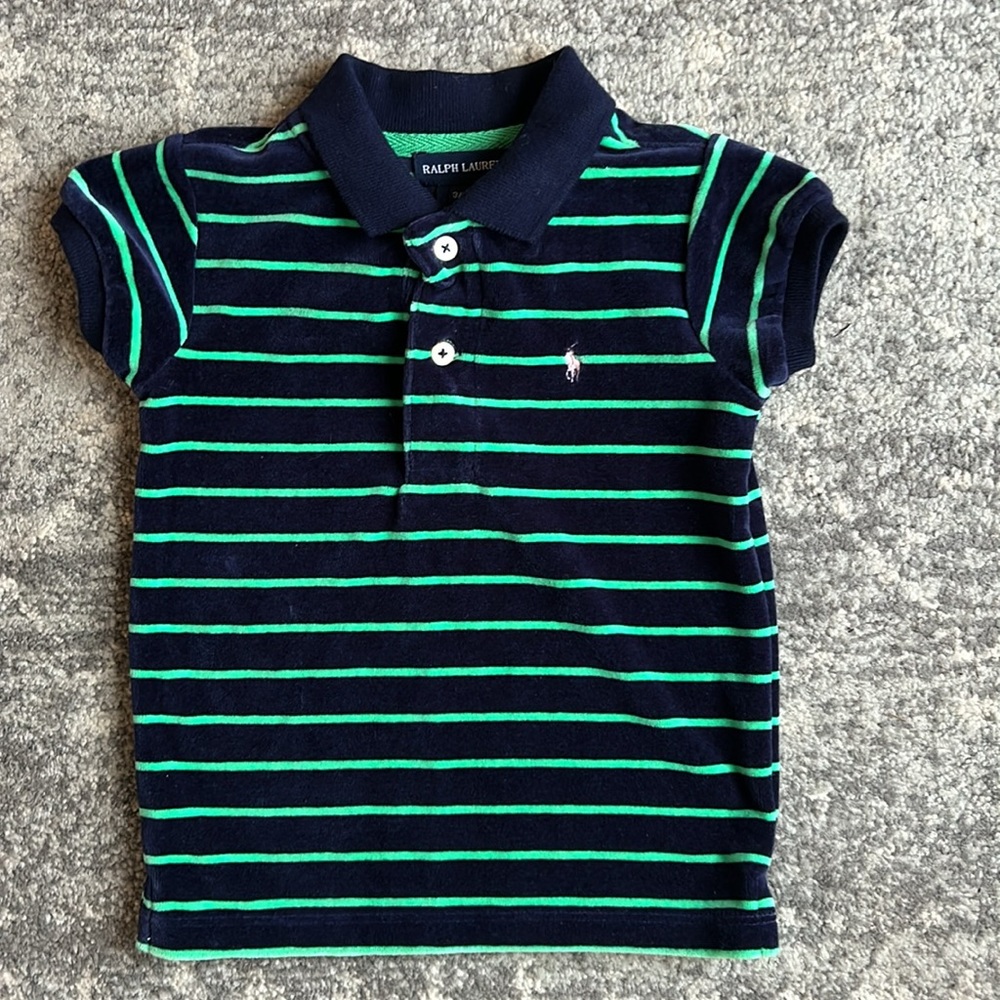 Ralph Lauren 3T Boys Polo Shirt, Velvet, Striped, Preppy Toddler Boys Shirt